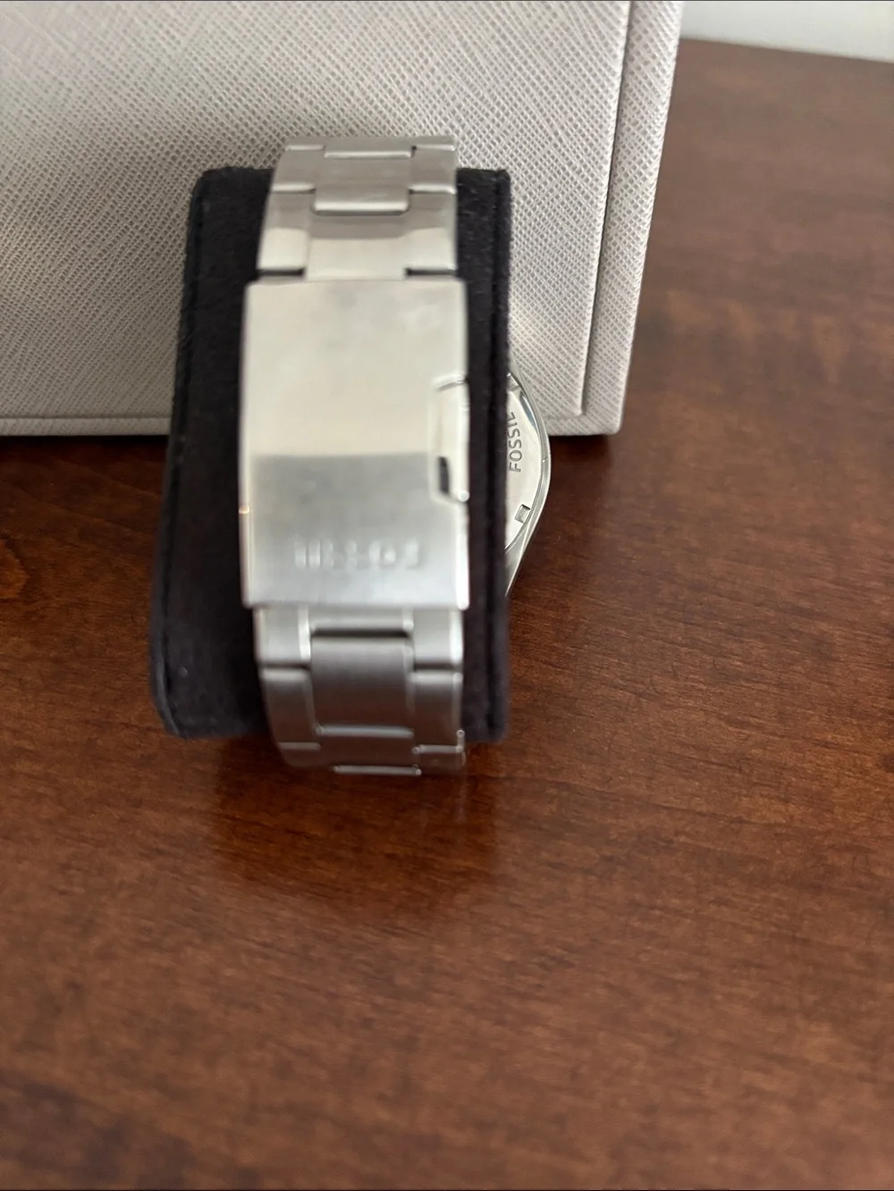 Fossil Men’s Silver Stainless Steel Bracelet Watch with White Dial